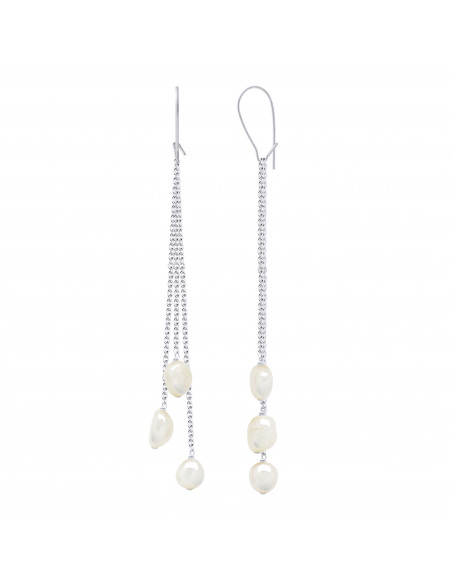 Boucles d'Oreilles Pendantes Perles Baroques 6-7 mm - Système Imperdable - Or 375 - POMPADOUR
