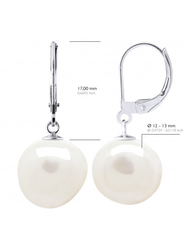 Baroque pearl earrings 12-13 mm - BRISURE...