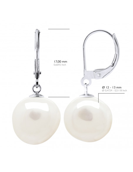 Baroque pearl earrings 12-13 mm - BRISURE SYSTEM - OR 375 - RIGHT RIVE