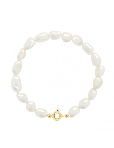 Bracelet Rang de Perles Baroques 6-7 mm - Fermoir Ergonomique - Or 375 - MAINTENONT