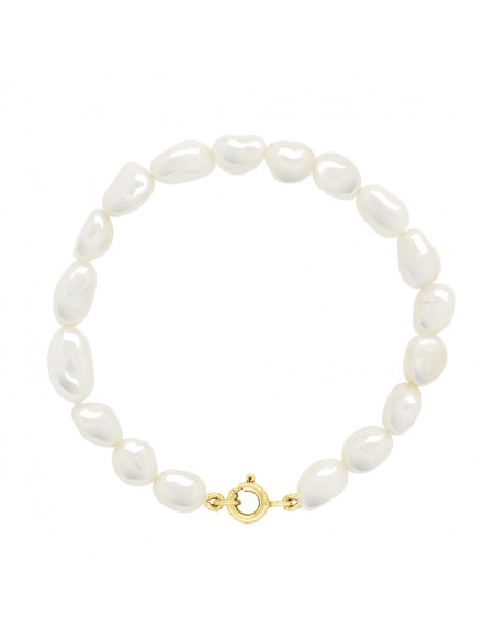 Bracelet Rang de Perles Baroques 6-7 mm - Fermoir Ergonomique - Or 375 - MAINTENONT