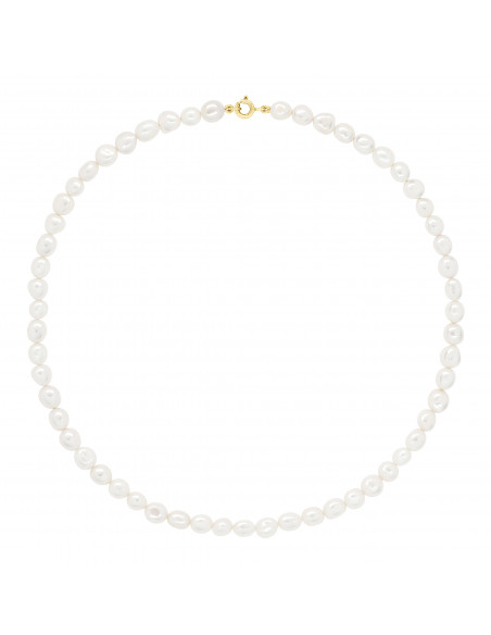 Necklace Rank of Baroque Freshwater Beads 6-7 mm - 45 cm - Ergonomic Clasp - Gold 375 - Argenteuil