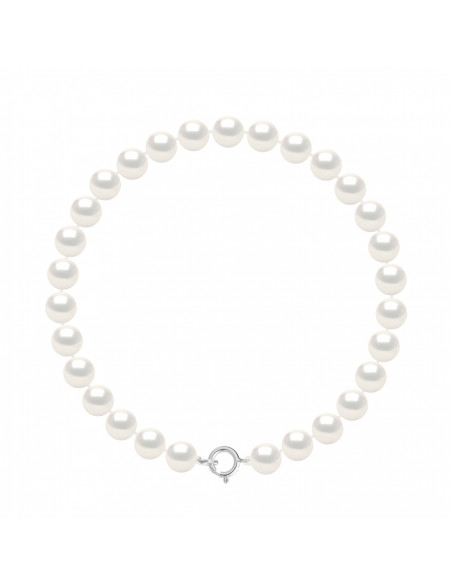 Bracelet Rang de Perles Semi Rondes 6-7 mm - Fermoir Ergonomique - Or 375 - BASTION