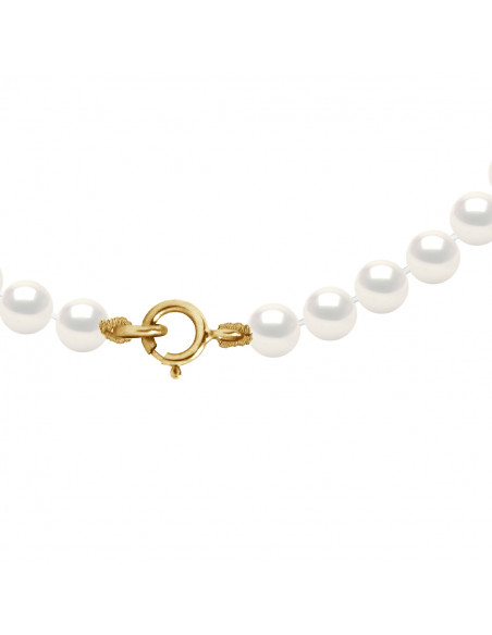 Bracelet Rang de Perles Semi Rondes 6-7 mm - Fermoir Ergonomique - Or 375 - BASTION