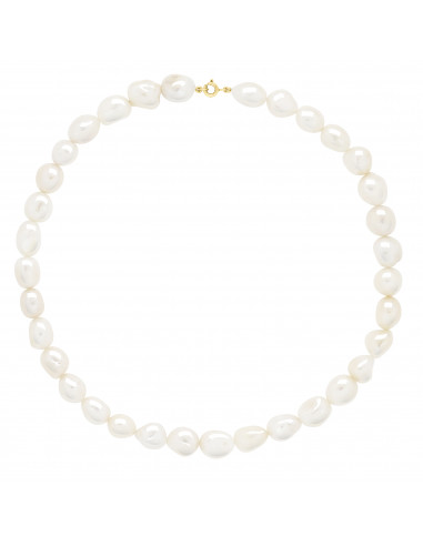 Collier Rang de Perles Baroques 11-12 mm - 50 cm  - Fermoir Ergonomique - Or 375 - CLOVIS