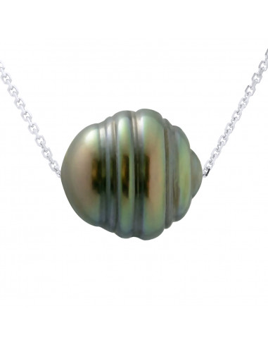 Colliers Perle de Tahiti Cerclée - Tailles de 9 à 11 mm - Chaîne Forçat - Or 375 - MANUREVA