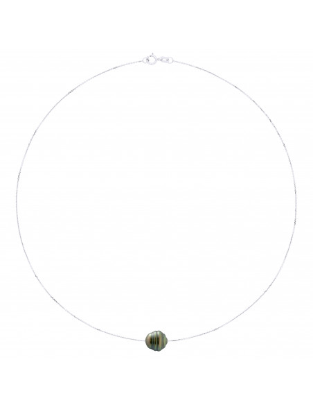 Colliers Perle de Tahiti Cerclée - Tailles de 9 à 11 mm - Chaîne Forçat - Or 375 - MANUREVA
