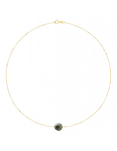 Collier Perle de Tahiti Cerclée 9-10 mm -...