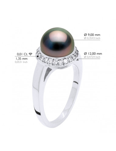 Ring Round Jewlery Tahitian Pearl Round 9-10 mm...