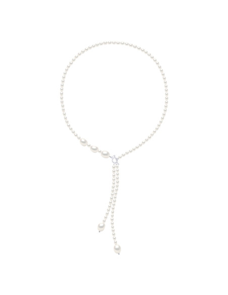 Collier Rang de Perles Semi-Rondes 5-6 mm - Fermoir Bâton - Argent 925 - SAINT LOUIS