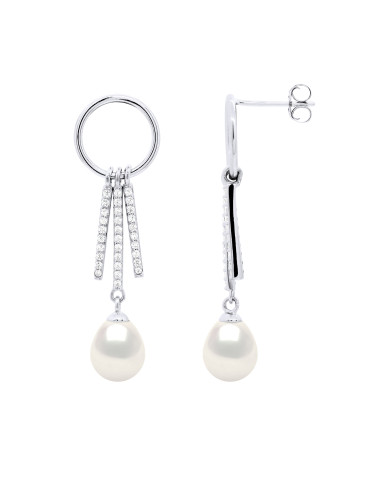 Boucles d'Oreilles Perles Poires 8-9 mm -...