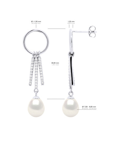 Boucles d'Oreilles Perles Poires 8-9 mm -...