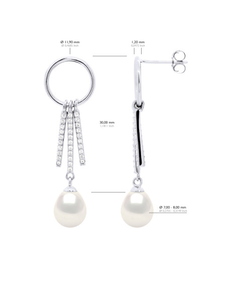 Boucles d'Oreilles Perles Poires 8-9 mm - Système Poussettes Silicone - Or 375 - PLESSIS