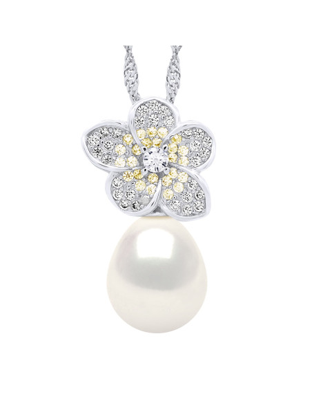Collier Perle de Tahiti Ronde 9-10 mm - Chaîne Singapour - Or 750 - RAPANUI
