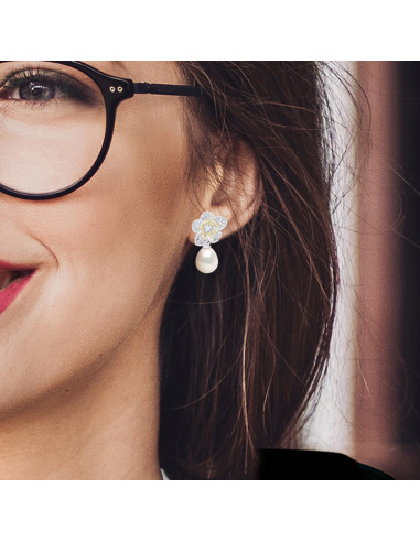 Boucles d'Oreilles Perles Poires 9-10 mm -...