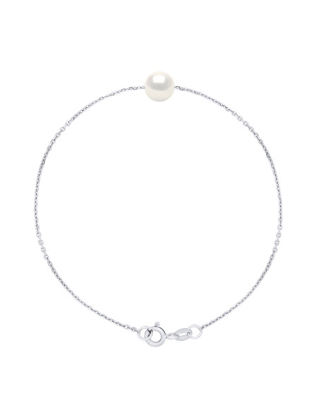 Bracelet Chainage Perles Rondes 7-8 mm - Plusieurs Coloris - Argent 925 - GRIMAUD