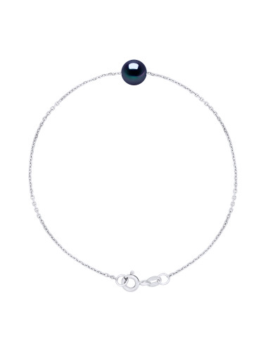 Bracelet Chainage Perles Rondes 7-8 mm - Plusieurs Coloris - Argent 925 - GRIMAUD