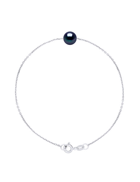 Bracelet Chainage Perles Rondes 7-8 mm - Plusieurs Coloris - Argent 925 - GRIMAUD