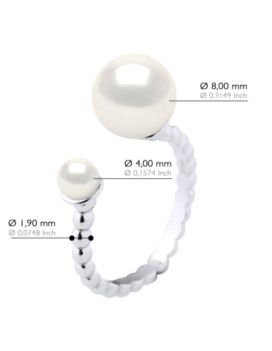 Bague Double Perles 4-5 et 8-9  mm - Plusieurs...
