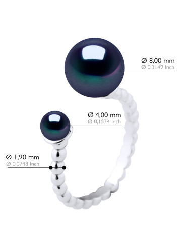 Bague Double Perles 4-5 et 8-9  mm - Plusieurs...