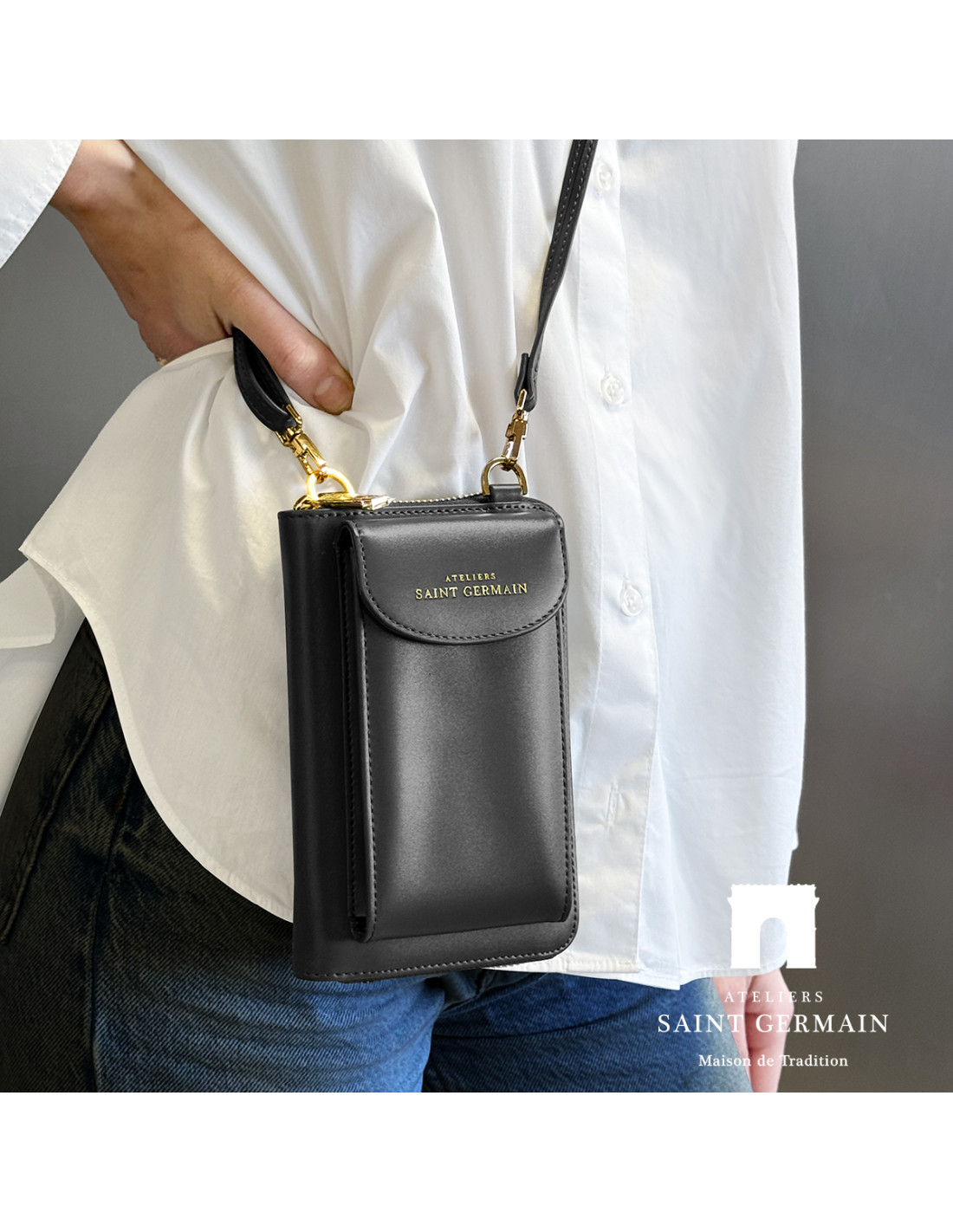 Pochette Bandouliere Etui Portable Portefeuille LONDON NOIR