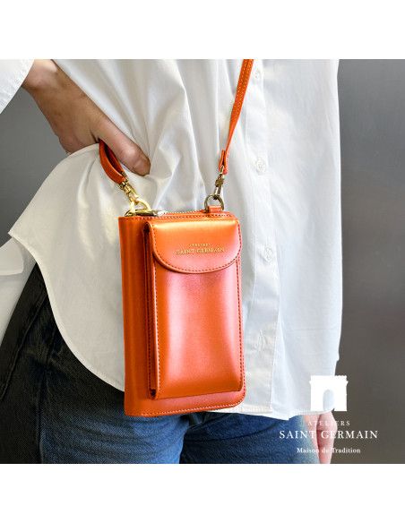 Pochette Bandouliere Etui Portable Portefeuille LONDON ORANGE