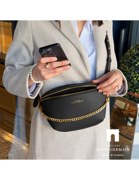 Sac Bandoulière Banane Luxe IBIZA - NOIR