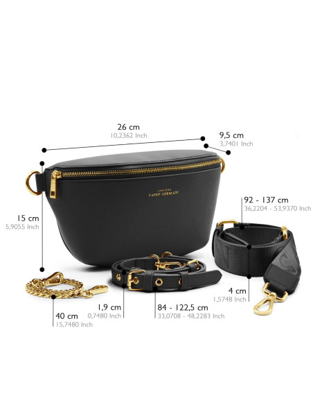 Sac Bandoulière Banane Luxe IBIZA - NOIR