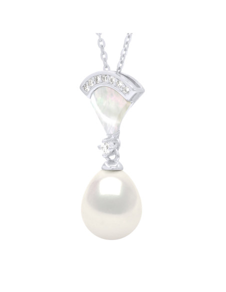 Collier Pendentif en Nacre - Perle de Culture d'Eau Douce 8 mm - Argent 925 - MANON