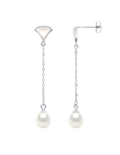 Boucles d'Oreilles Joaillerie Perles Poires 8-9 mm -...