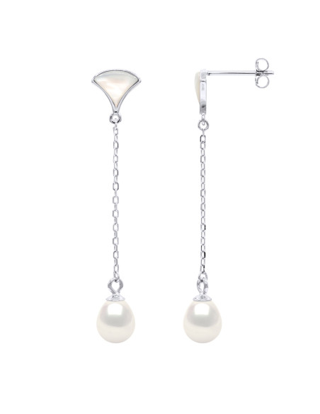 Boucles d'Oreilles Joaillerie Perles Poires 8-9 mm - Argent 925 - PRADO
