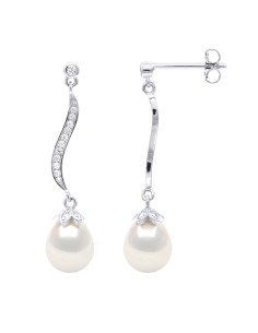 Boucles d'Oreilles Joaillerie Perles Poires 8-9 mm -...