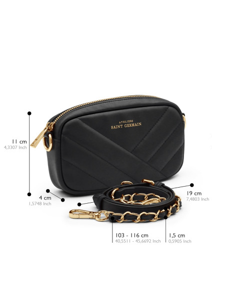 Petite Pochette Matelassée Bandoulière OPERA  - NOIR