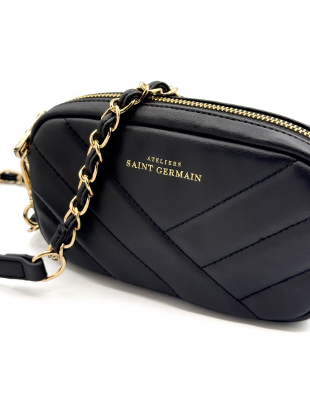 Petite Pochette Matelassée Bandoulière OPERA  - NOIR