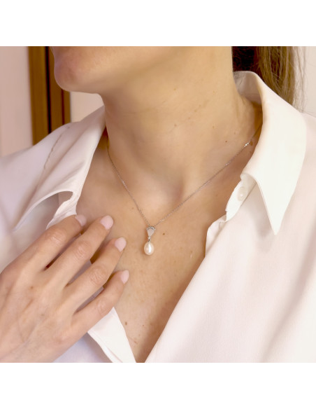 Collier Pendentif en Nacre - Perle de Culture d'Eau Douce 8 mm - Argent 925 - MANON