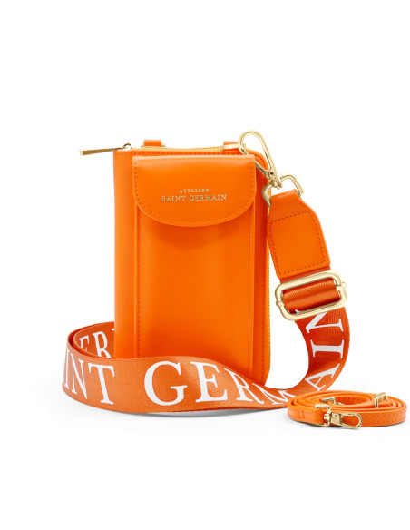 Pochette Luxe Bandoulière Étui Portable, Portefeuille LONDON - ORANGE