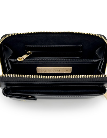 Pochette Luxe Bandoulière Étui Portable, Portefeuille LONDON - NOIR