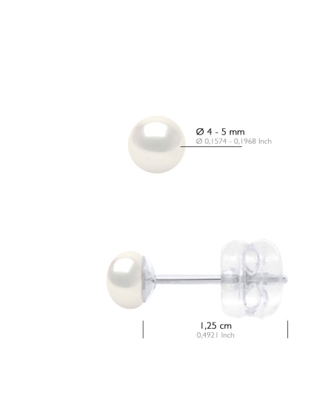 Boucles d'Oreilles - Clous Perles Rondes - Tailles de 4 à 10 mm - Système Siliconor - Or 375 - PASSY