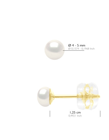 Boucles d'Oreilles - Clous Perles Rondes -...