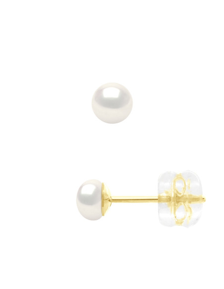 Boucles d'Oreilles - Clous Perles Rondes - Tailles de 4 à 10 mm - Système Siliconor - Or 375 - PASSY