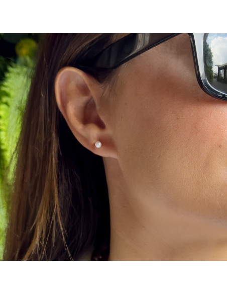 Boucles d'Oreilles - Clous Perles Rondes - Tailles de 4 à 10 mm - Système Siliconor - Or 375 - PASSY