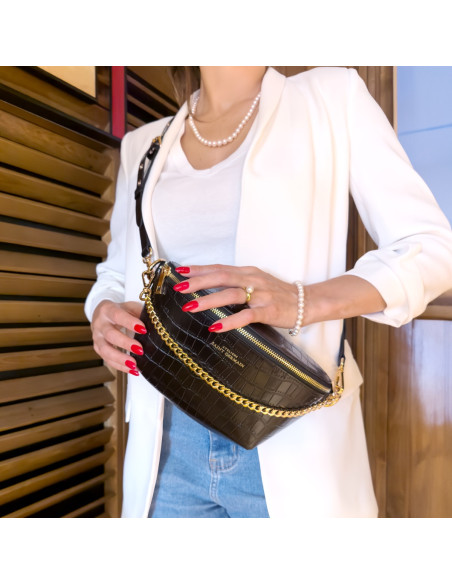 Sac Bandoulière Banane IBIZA - NOIR